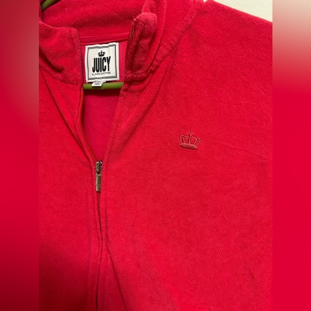 Juicy Couture- Women’s Terry Cloth Zip Up Jacket - Pink/Red - Size L - Picture 3 of 6
